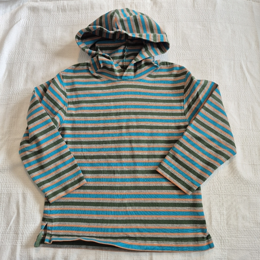 Hanna Andersson boys size 110 or 5 stripped hooded shirt VGUC